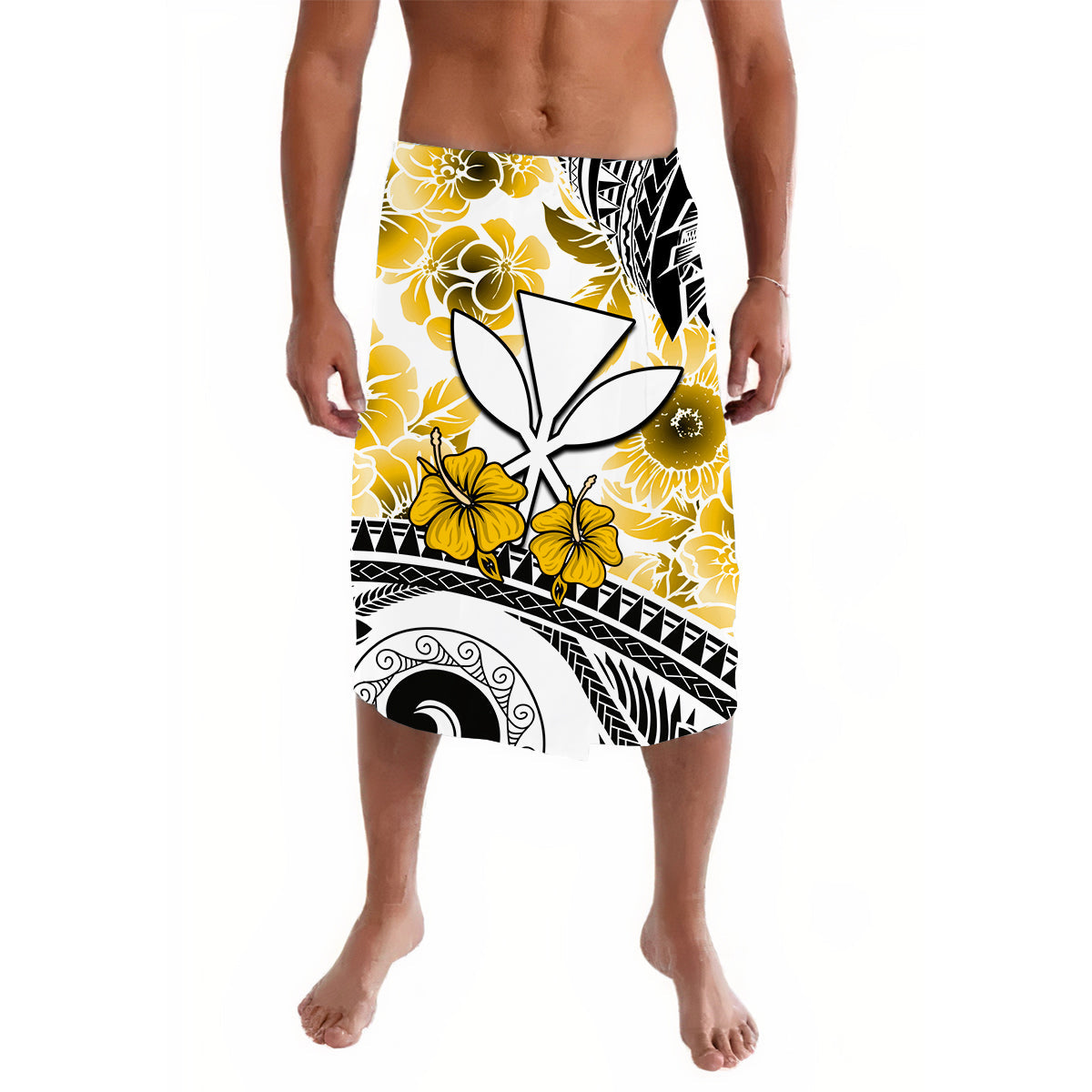 Hawaii Lavalava Polynesiann and Gold Hibiscus LT13 Gold - Polynesian Pride