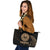 Tahiti Polynesian Leather Tote Bag - Gold Tribal Wave - Polynesian Pride