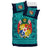 (Custom Personalised) Tonga Pattern Bedding Set Coat of Arms - Navy and Turquoise LT4 - Polynesian Pride