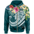 Guam Polynesian Zip up Hoodie Summer Plumeria (Turquoise) Unisex Turquoise - Polynesian Pride