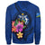 Solomon Islands Polynesian Sweater - Floral With Seal Blue - Polynesian Pride