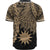 Nauru Polynesian Baseball Shirt - Tribal Wave Tattoo Gold - Polynesian Pride