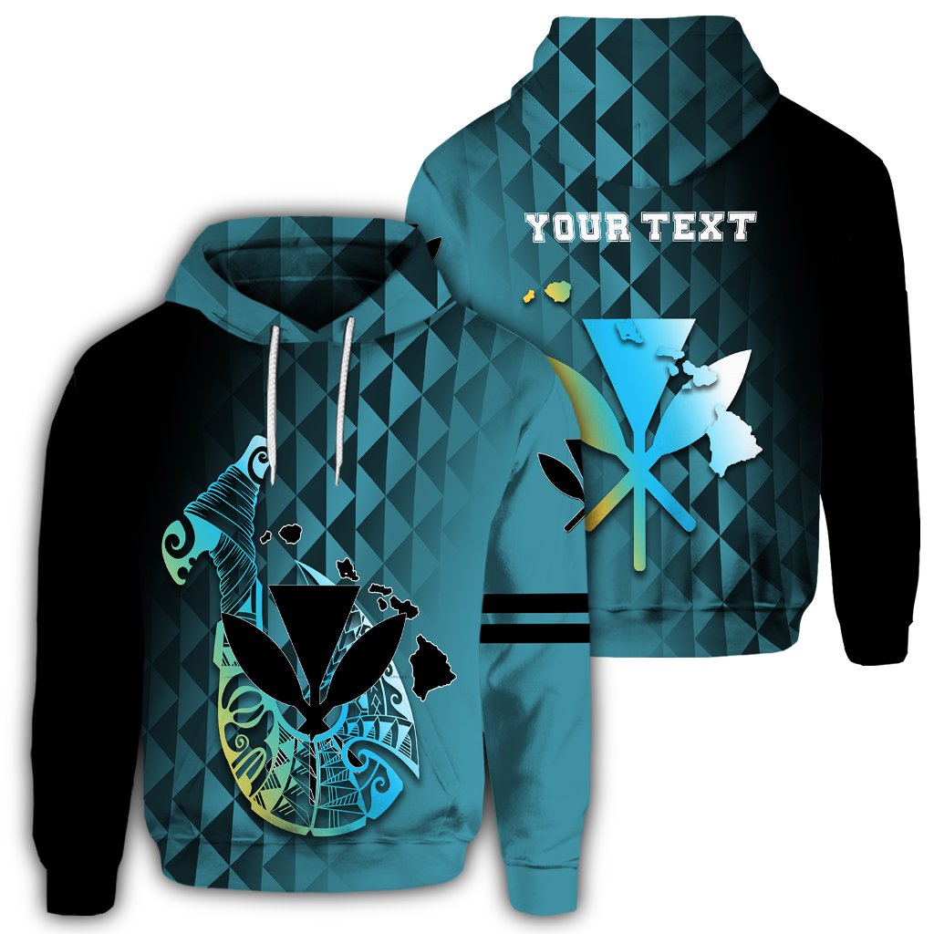 Custom Hawaiian Kanaka Fish Hook Hoodie Diamond Style Unisex Blue - Polynesian Pride