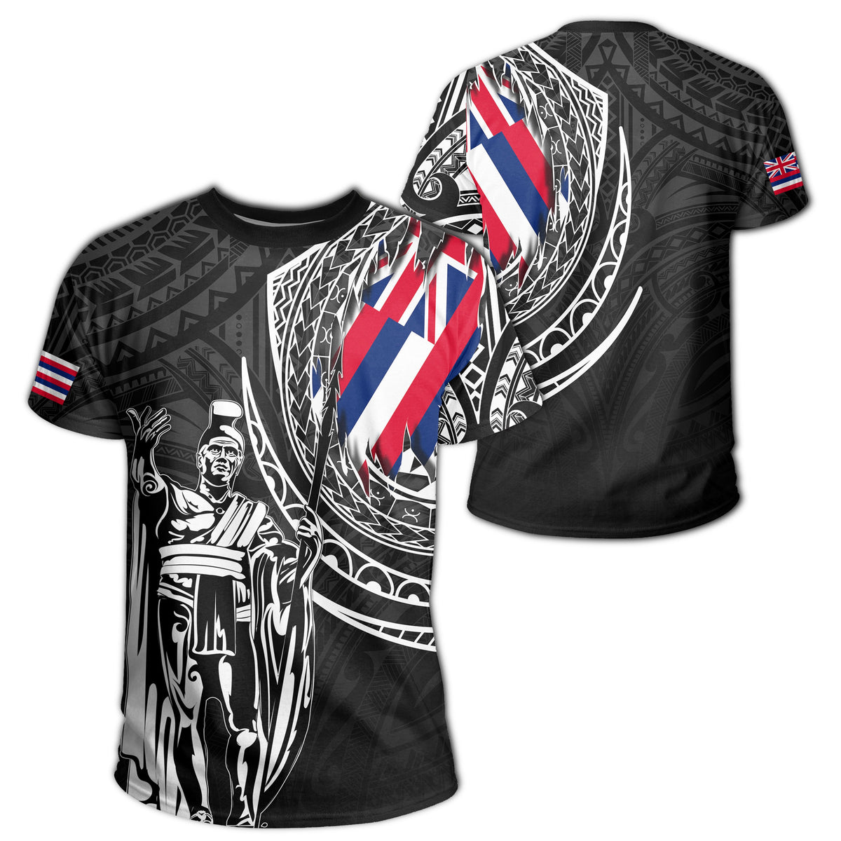 Hawaii King Flag Polynesian T-Shirt - Tity Style Black - Polynesian Pride