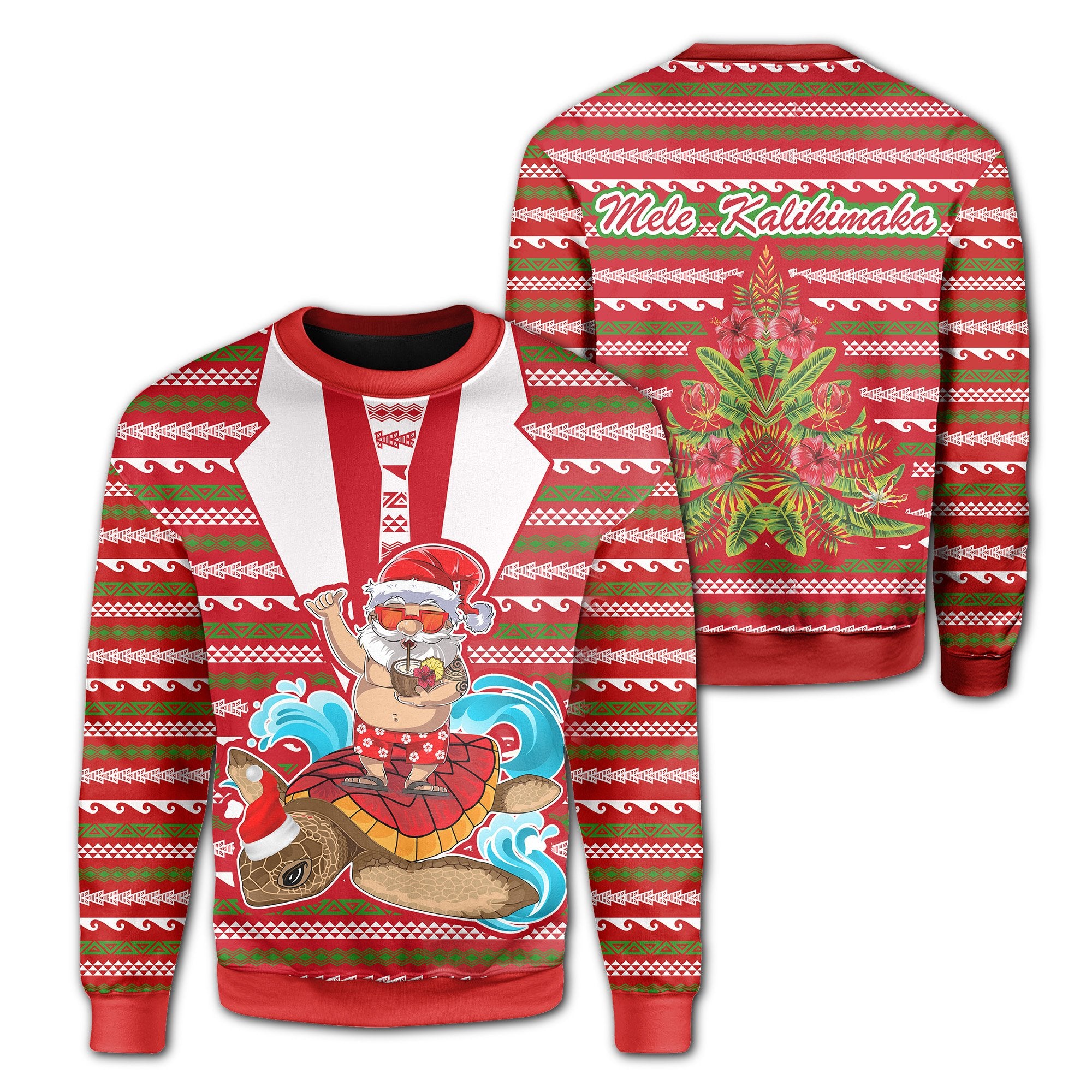 Hawaii Mele Kalikimaka Christmas Sweatshirts - Kimbum Style Unisex Red - Polynesian Pride