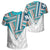 Hawaii T Shirt Football Jersey Style White and Cyan Unisex Green - Polynesian Pride