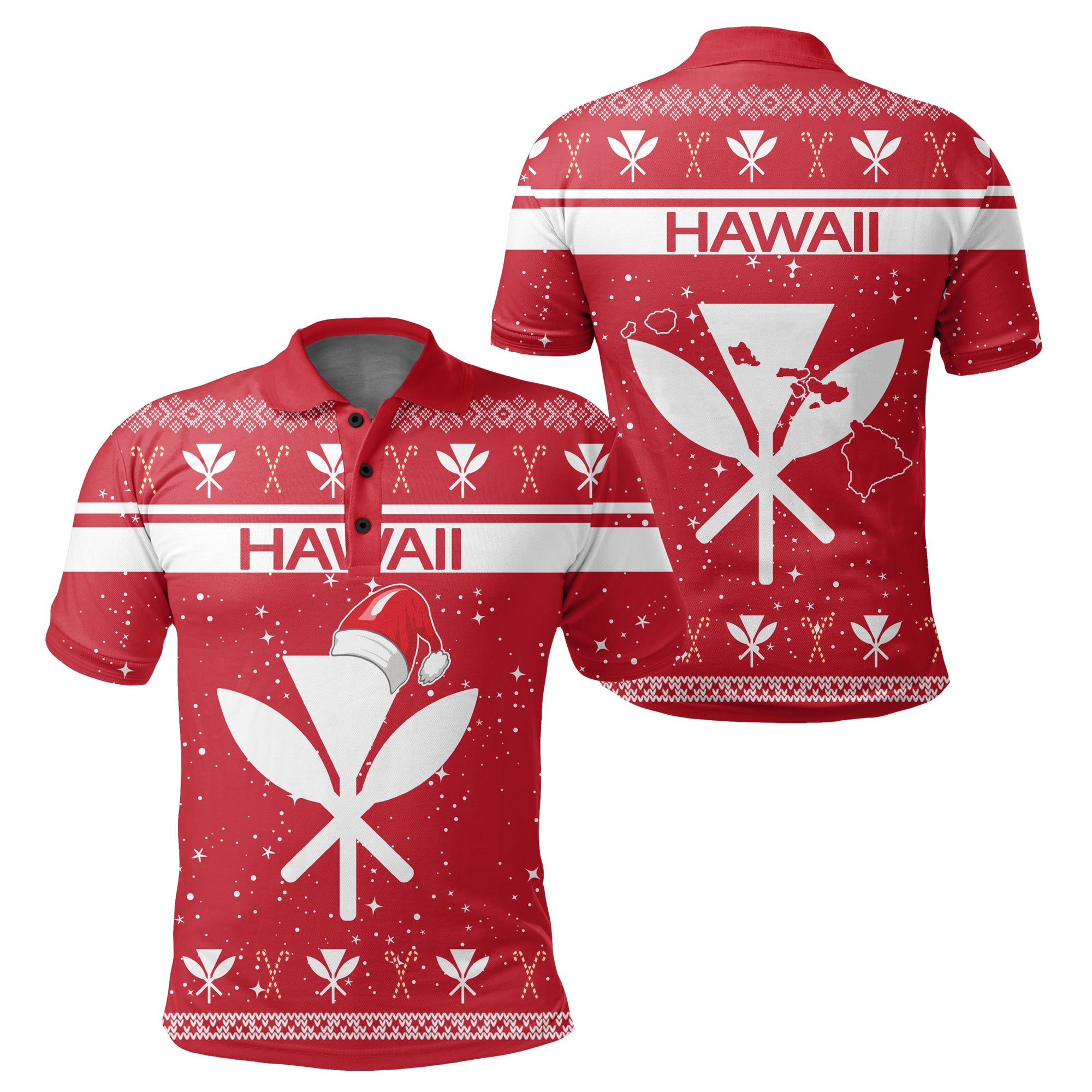 Hawaii Christmas Polo Shirt Show Style Unisex Red - Polynesian Pride