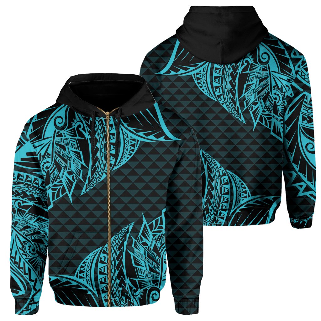 Hawaii Maka Polynesian Zip Hoodie Marcus Style Blue Unisex Blue - Polynesian Pride