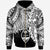 Guam Polynesian Custom Zip up Hoodie Tribal Wave Tattoo White Unisex White - Polynesian Pride