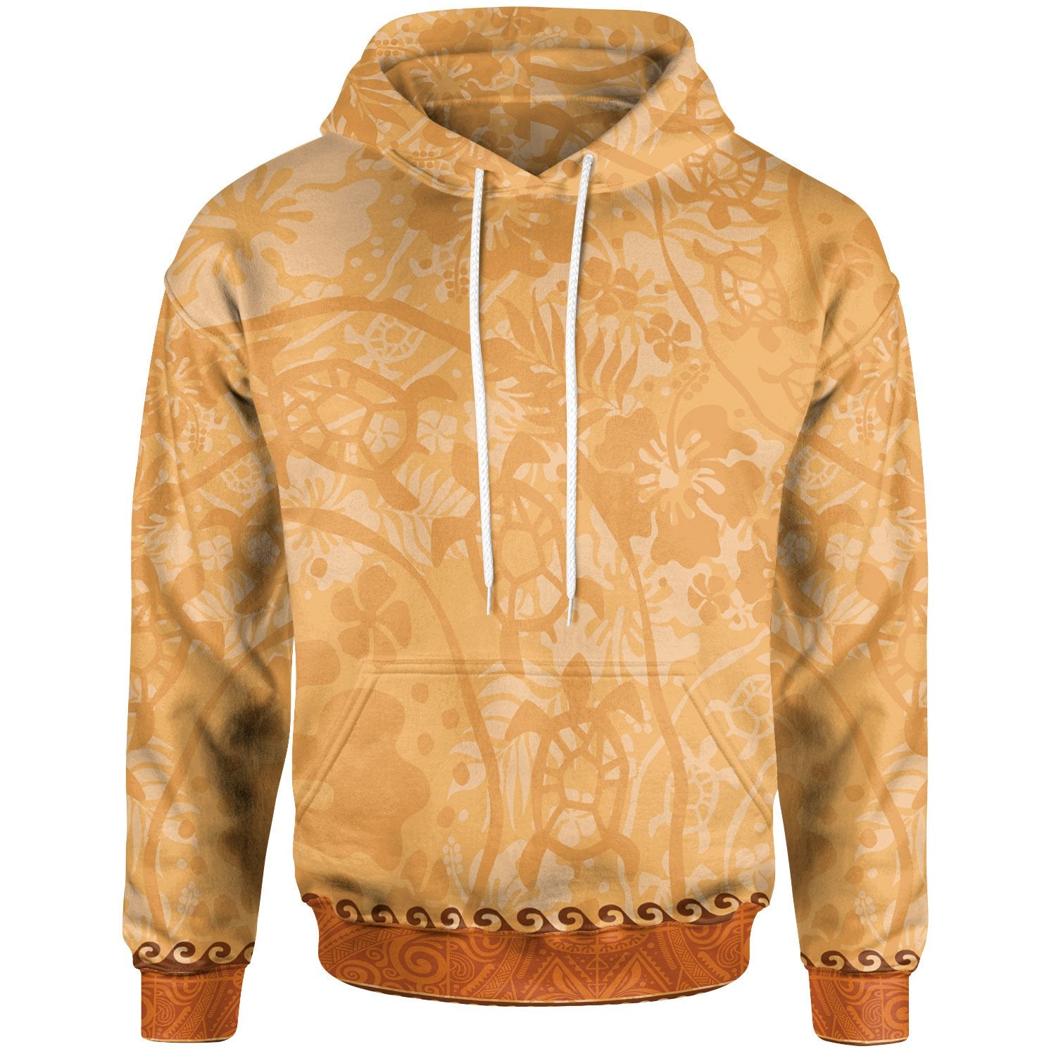 Polynesian Hoodie Hibiscus and Turtle Vintage Pattern Unisex Vintage Color - Polynesian Pride