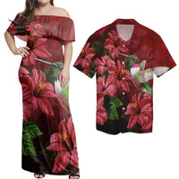 Matching Dress and Hawaiian Shirt Hawaii Red Hibiscus Humming Bird RLT14 6XL - Polynesian Pride