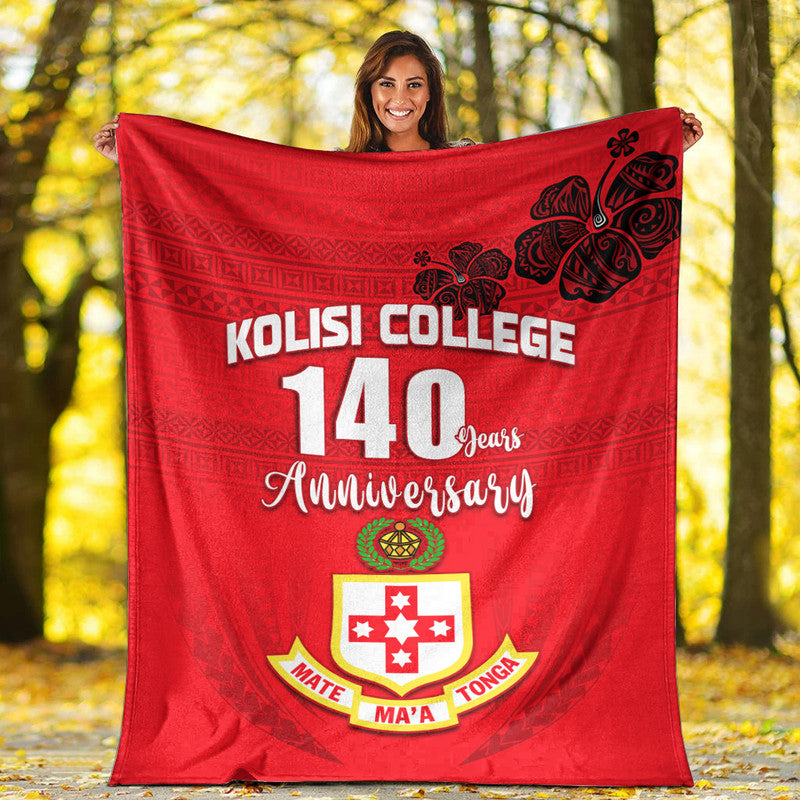 Kolisi Tonga College Atele Premium Blanket 140 Years Anniversary Tongan Ngatu Ver.02 LT13 White - Polynesian Pride