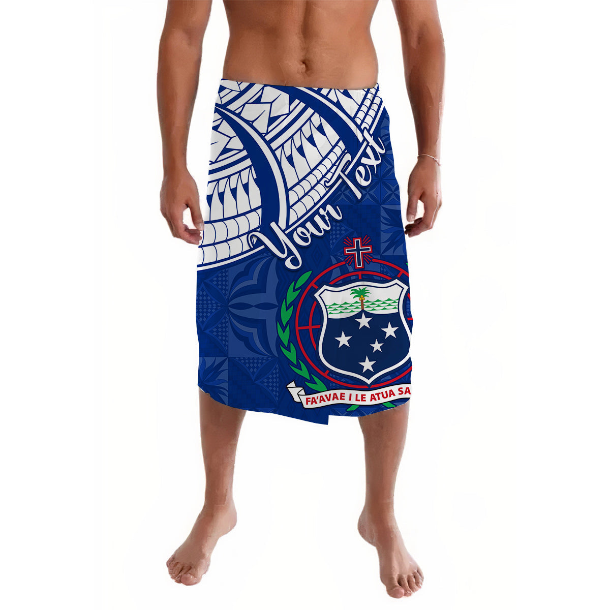 Custom Samoa Siapo Lavalava Sporty Mix Barkcloth Panel LT13 Blue - Polynesian Pride