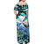 Wallis et Futuna Off Shoulder Long Dress Hibiscus and Turtles Green LT13 - Polynesian Pride