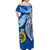 Vanuatu Color Off Shoulder Long Dress Pig Tusk Polynesian Blue LT13 - Polynesian Pride