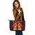 Papua New Guinea Custom Personalised Large Leather Tote - Tribal Tuna Fish - Polynesian Pride