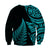 New Zealand Rugby Sweatshirt - Aotearoa Maori Style Turquoise LT13 - Polynesian Pride