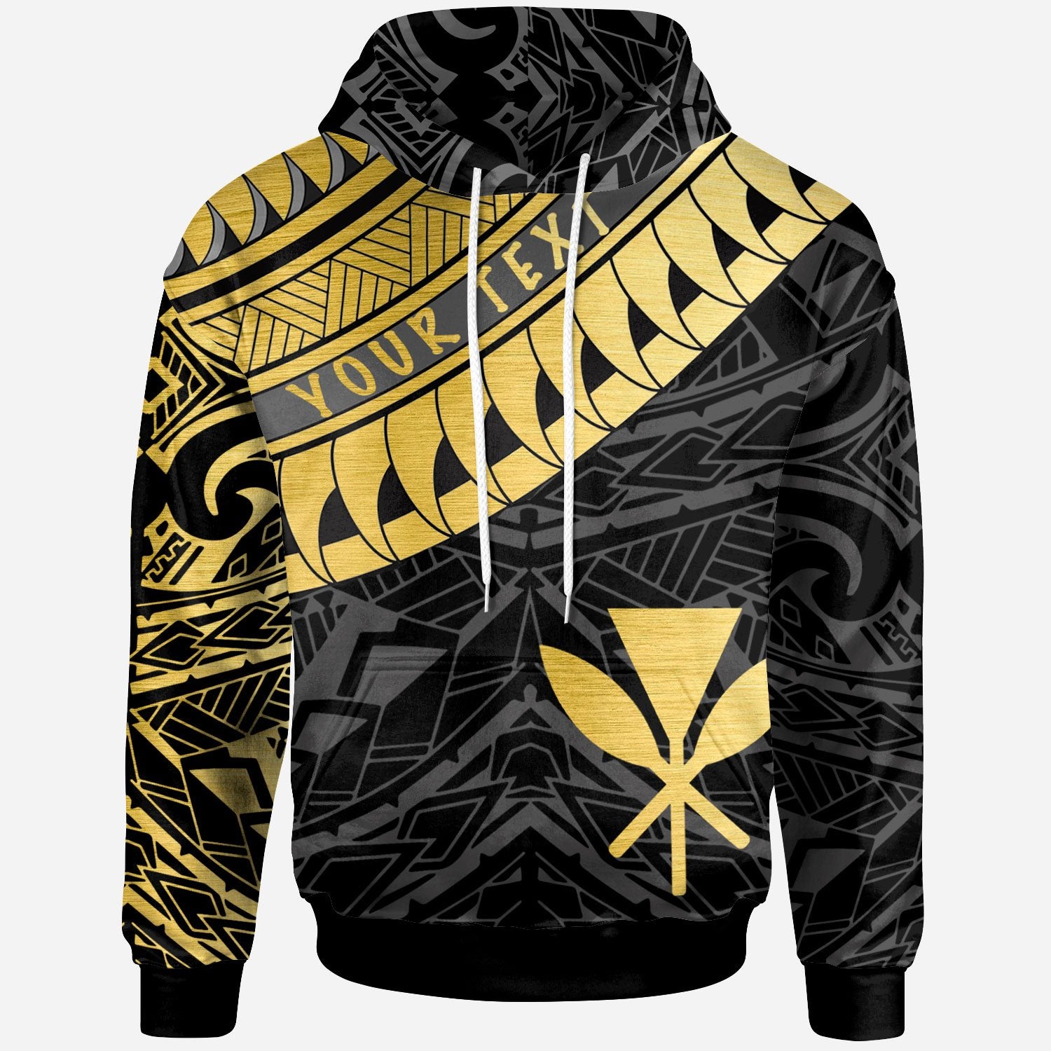 Hawaii Custom Hoodie Hawaii Ginger Lei Pattern Gold Unisex Gold - Polynesian Pride