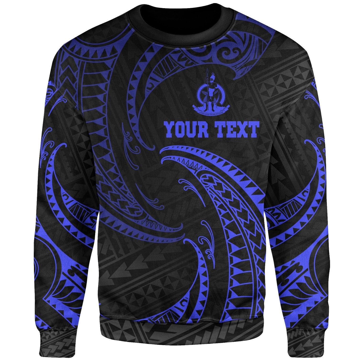 Vanuatu Polynesian Custom Personalised Sweater - Blue Tribal Wave Unisex Blue - Polynesian Pride