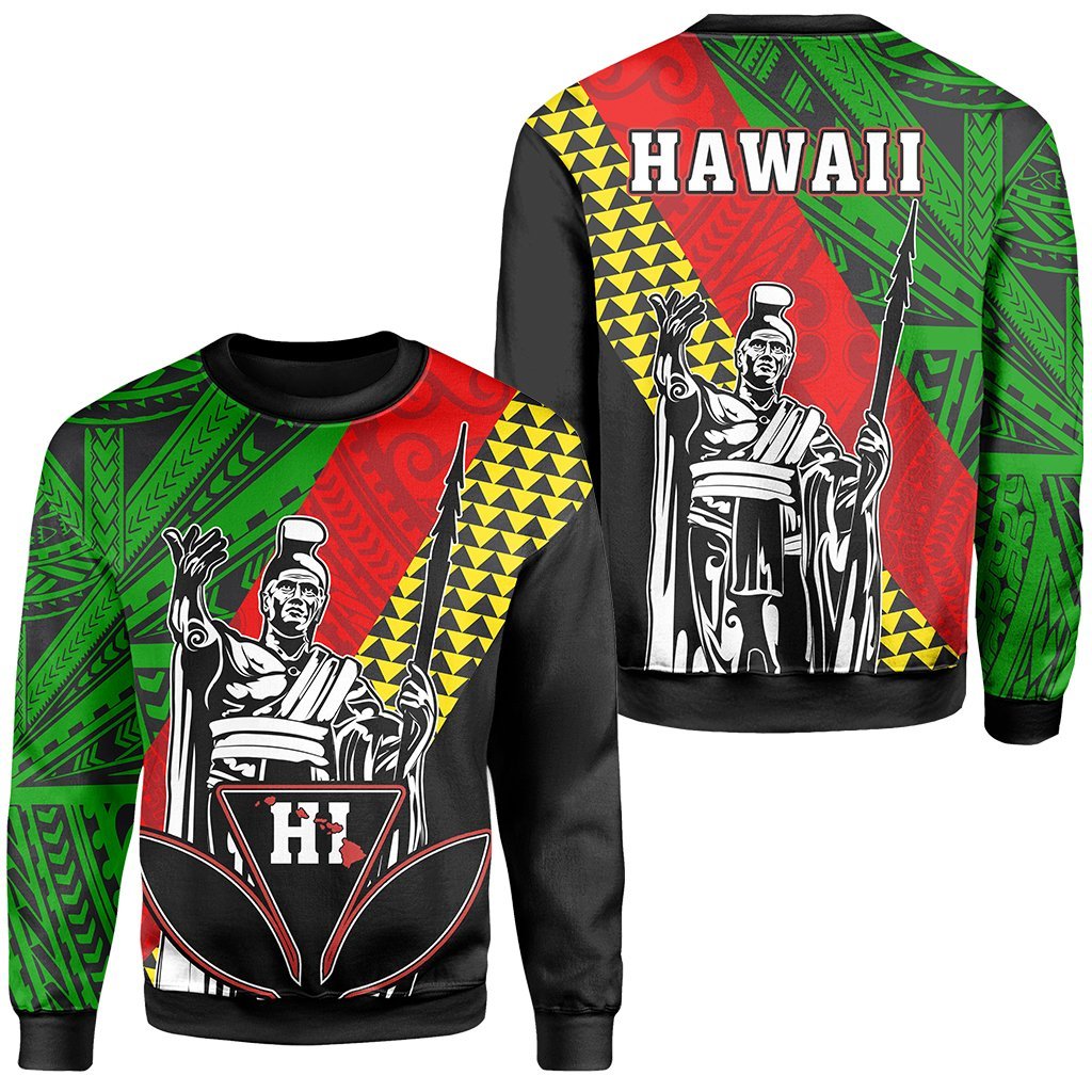 Hawaii Kanaka Maoli Cover Kakau Polynesian King Sweatshirt Unisex Black - Polynesian Pride