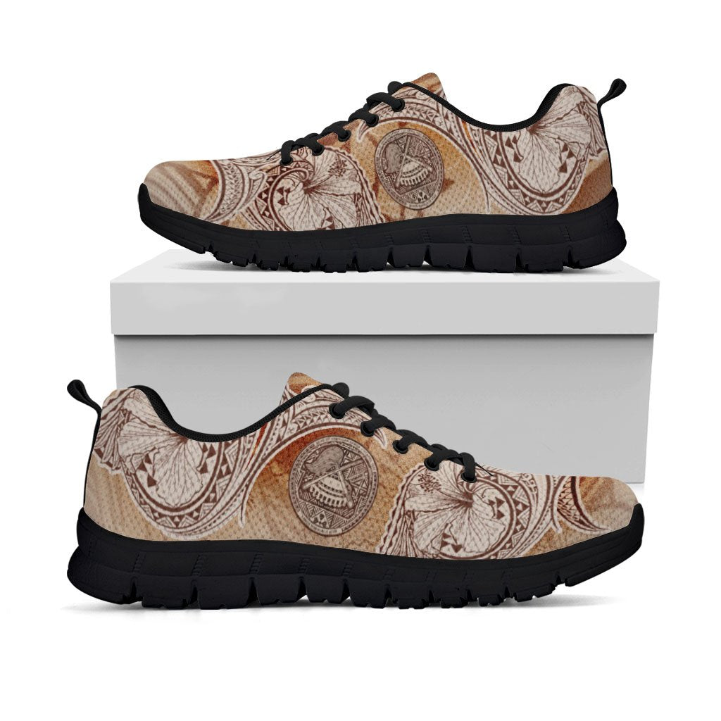 American Samoa Sneakers - Hibiscus Flowers Vintage Style - Polynesian Pride