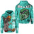 Polynesian Warrior Helmet Football Kanaka Kakau Hawaii Hoodie Turquoise Unisex Turquoise - Polynesian Pride