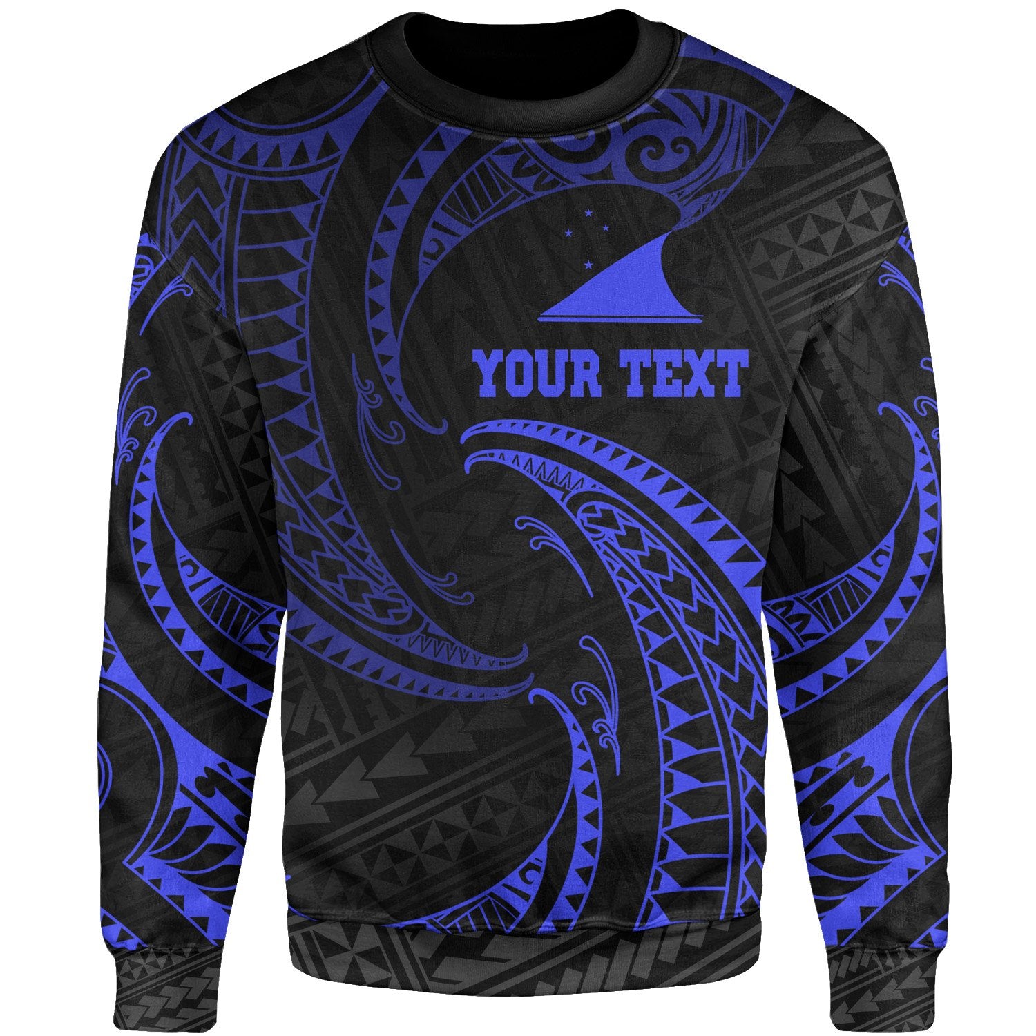 Tokelau Polynesian Custom Personalised Sweater - Blue Tribal Wave Unisex Blue - Polynesian Pride