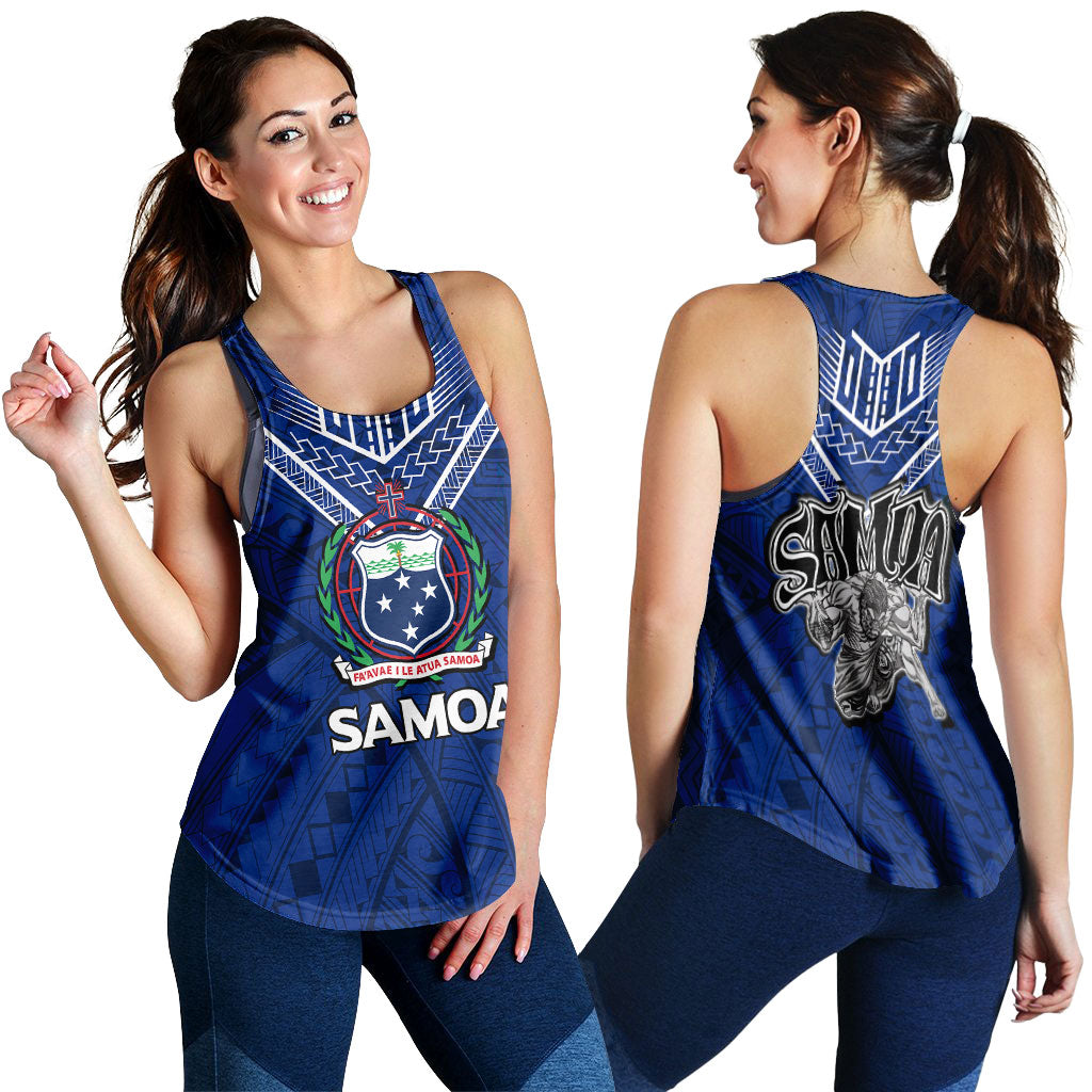 Samoa Women Tank Top - Samoan Warrior Pride - LT12 Blue - Polynesian Pride