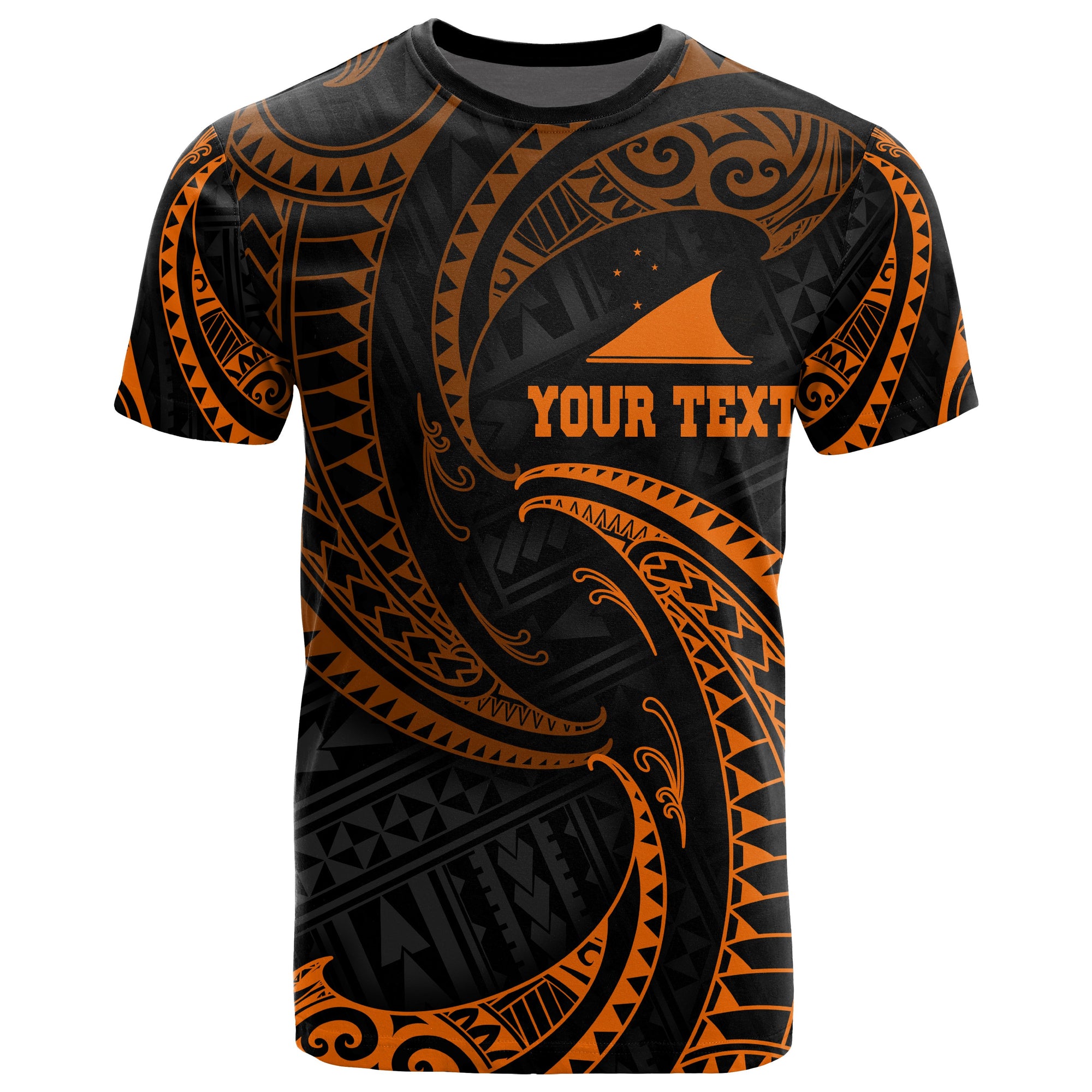 Tokelau Polynesian Custom T Shirt Orange Tribal Wave Unisex Orange - Polynesian Pride