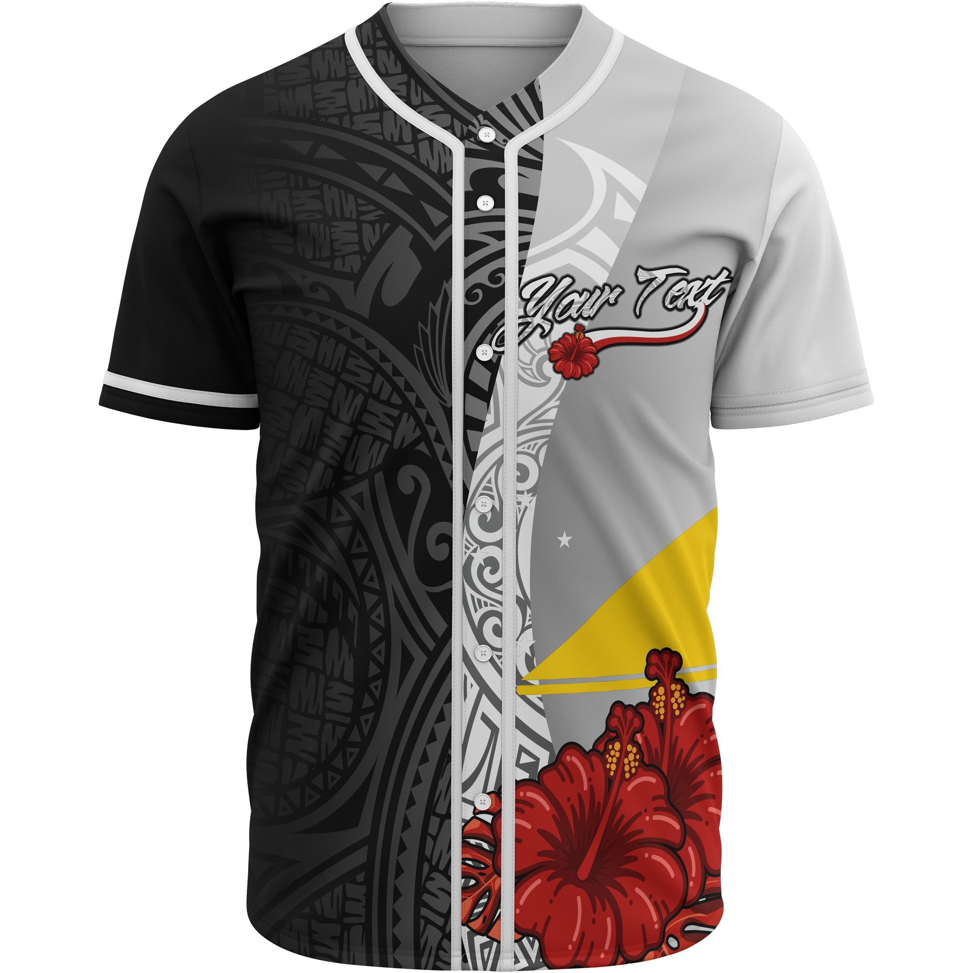 Tokelau Polynesian Custom Personalised Baseball Shirt - Coat Of Arm With Hibiscus White Unisex White - Polynesian Pride