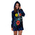 New Caledonia Polynesian Hoodie Dress - Blue Turtle Hibiscus - Polynesian Pride