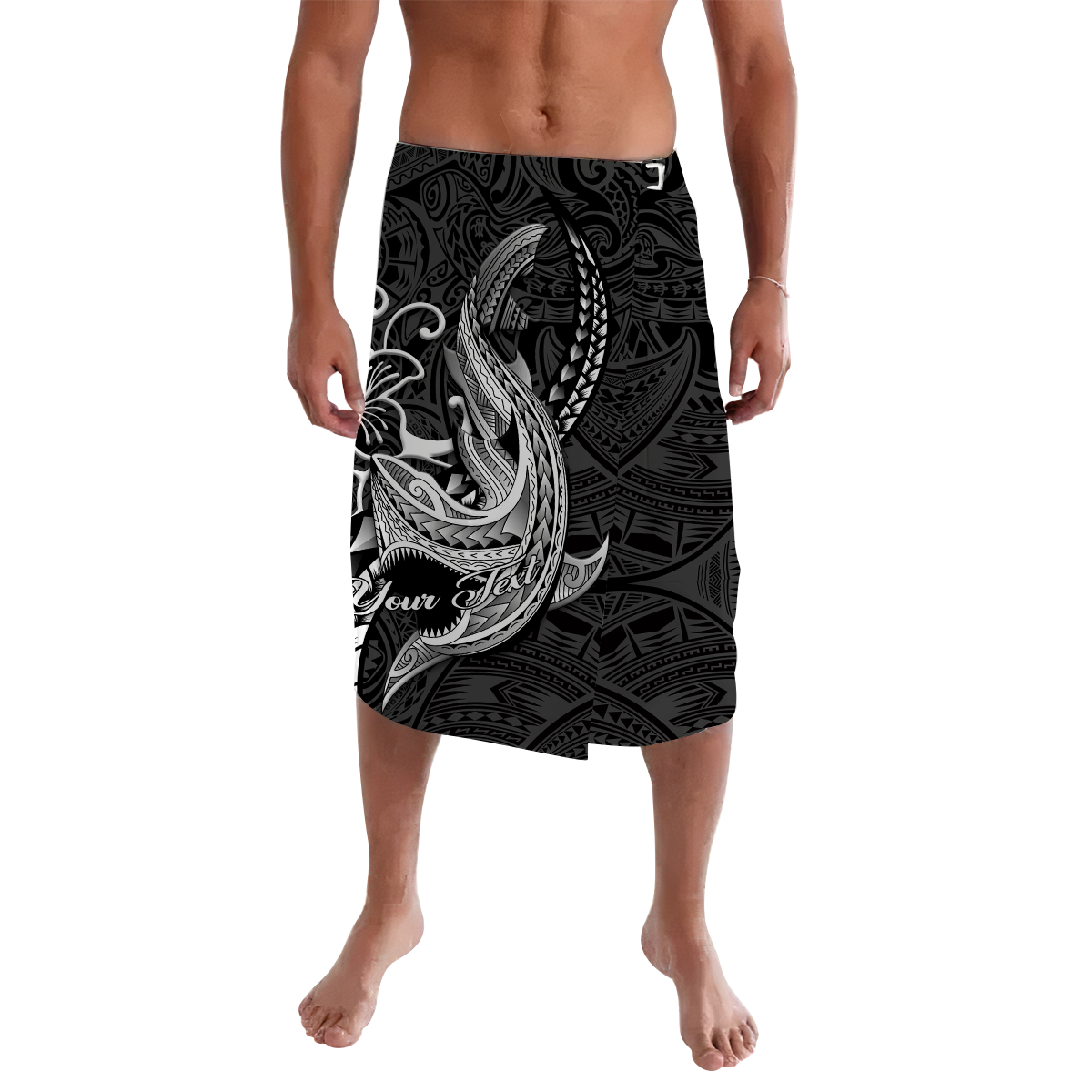 Custom Polynesian Shark Tattoo Hawaii Tribal Lavalava LT12 Lavalava Black - Polynesian Pride