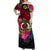 Vanuatu Off Shoulder Long Dress Alluring Polynesia and Tropical Flowers LT13 Women Black - Polynesian Pride