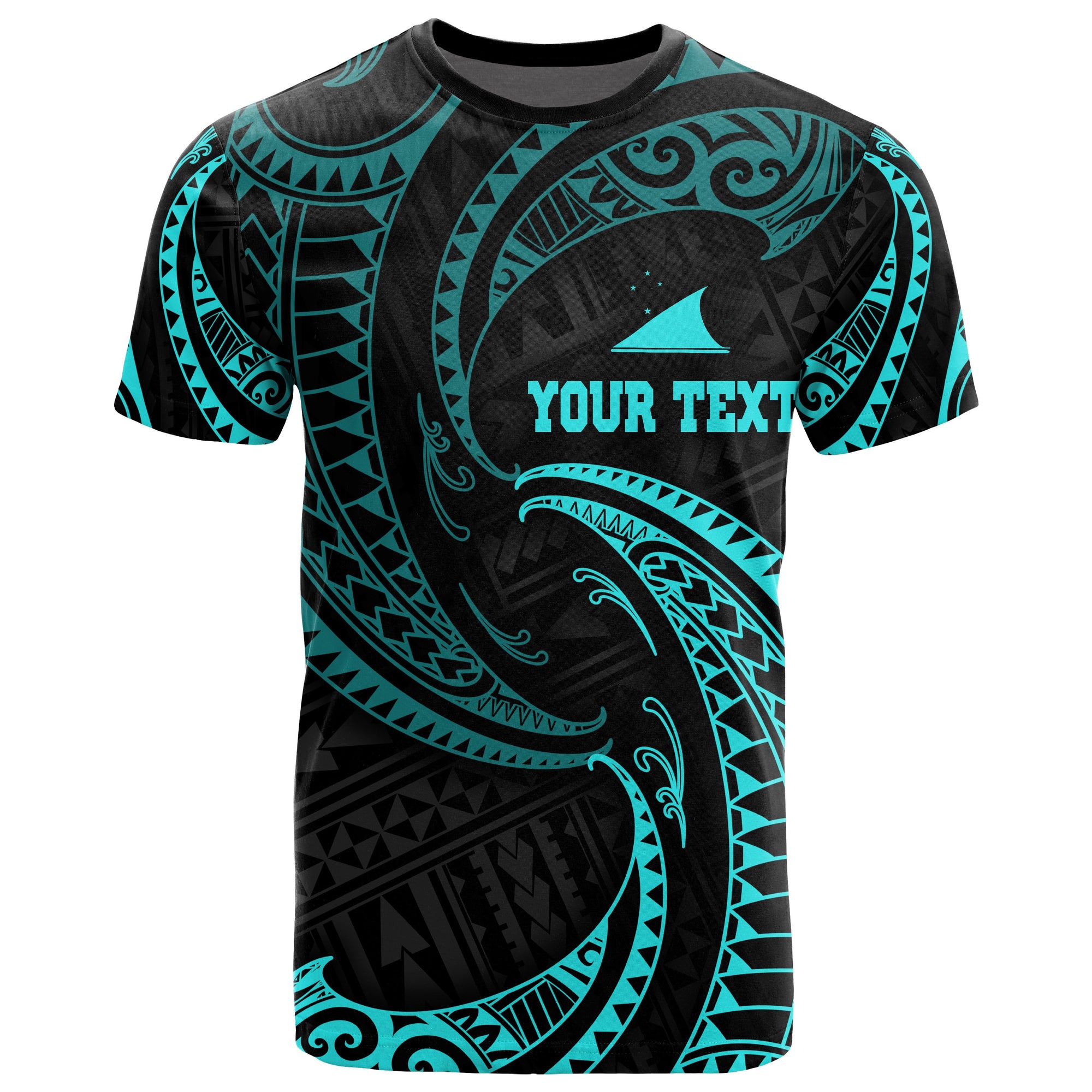 Tokelau Polynesian Custom T Shirt Neon Blue Tribal Wave Unisex Blue - Polynesian Pride