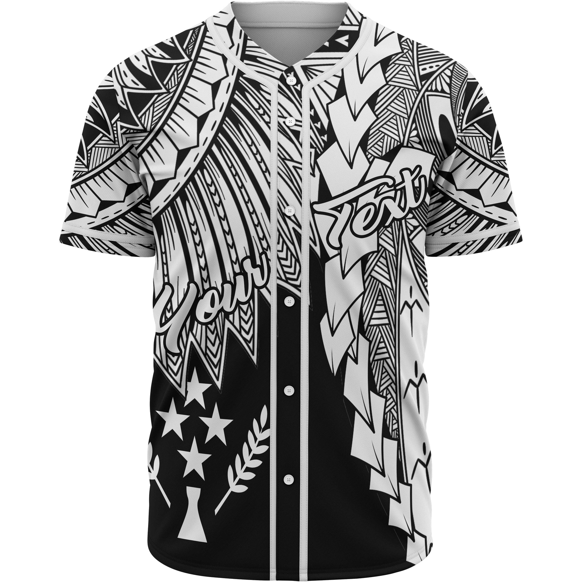 Kosrae Polynesian Custom Personalised Baseball Shirt - Tribal Wave Tattoo White Unisex White - Polynesian Pride