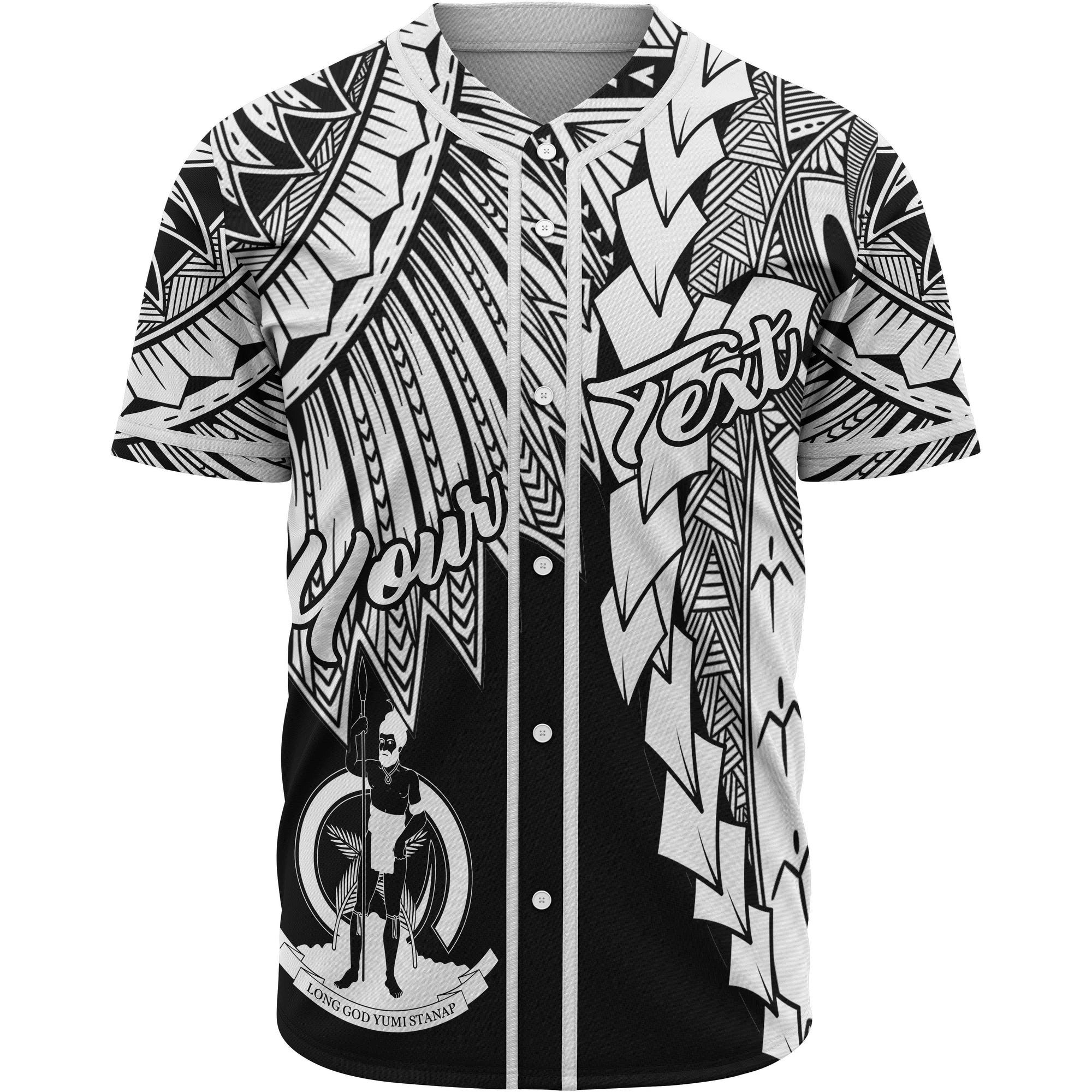 Vanuatu Polynesian Custom Personalised Baseball Shirt - Tribal Wave Tattoo White Unisex White - Polynesian Pride