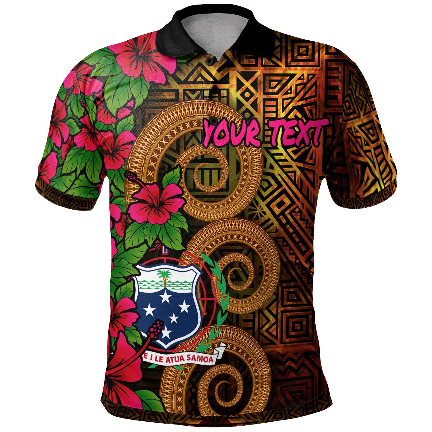 Samoa Polynesian Custom Polo Shirt Hibiscus Vintage Unisex Orange - Polynesian Pride