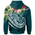 Fiji Polynesian Zip up Hoodie Summer Plumeria (Turquoise) - Polynesian Pride