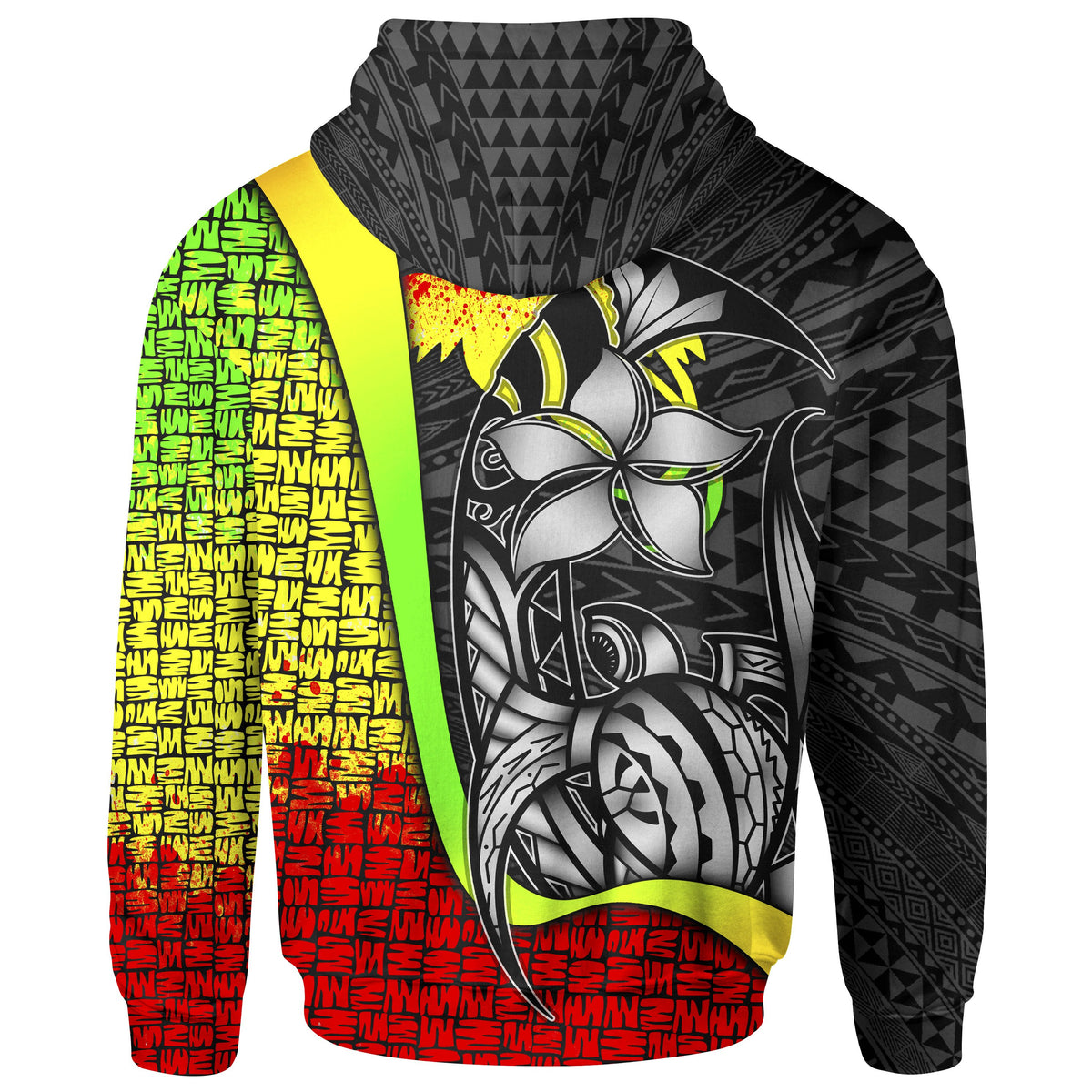 Papua New Guinea Polynesian Hoodie Reggae Turtle with Hook - Polynesian Pride