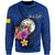 Niue Polynesian Custom Personalised Sweater - Floral With Seal Blue Unisex Blue - Polynesian Pride