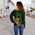 Cook Islands Polynesian Women's Off Shoulder Sweater - Floral With Seal Flag Color - Polynesian Pride