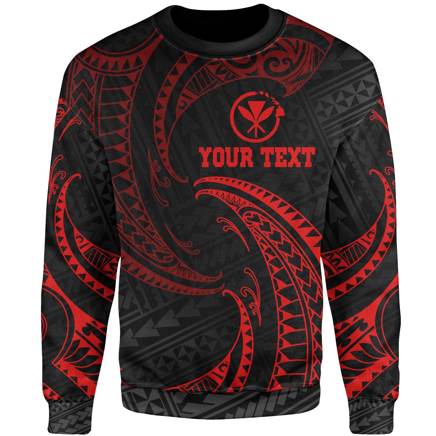 Hawaii Polynesian Custom Personalised Sweater - Red Tribal Wave Unisex Red - Polynesian Pride