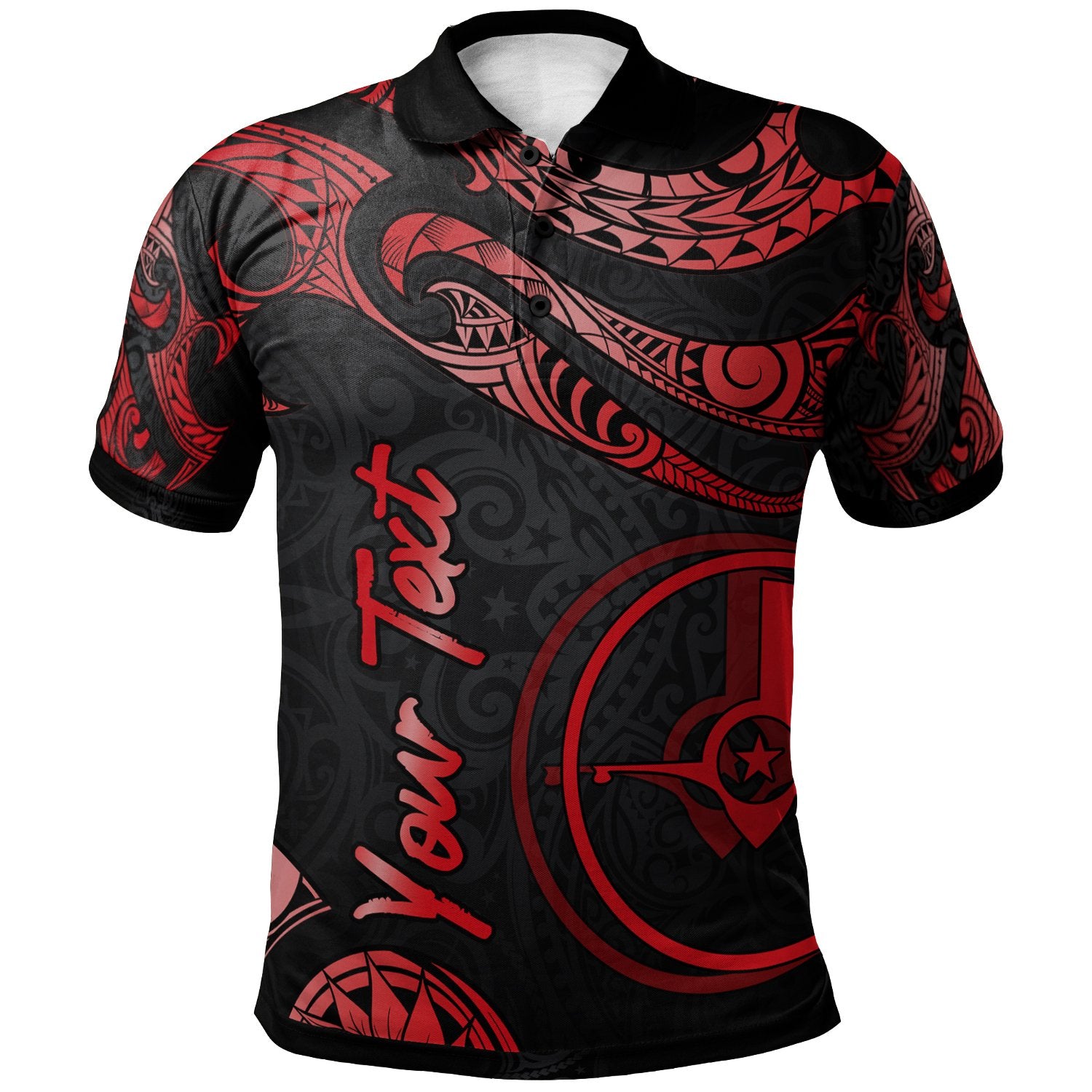 Yap Custom Polo Shirt Polynesian Tattoo Red Version Unisex Red - Polynesian Pride