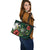 Niue Polynesian Leather Tote Bag - Green Turtle Hibiscus - Polynesian Pride