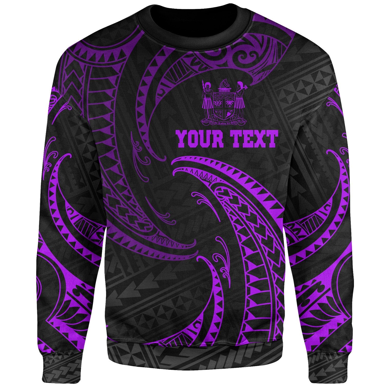 Fiji Polynesian Custom Personalised Sweater - Purple Tribal Wave Unisex Purple - Polynesian Pride