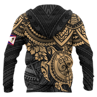 American Samoa Polynesian Hoodie Gold Turtle - Polynesian Pride