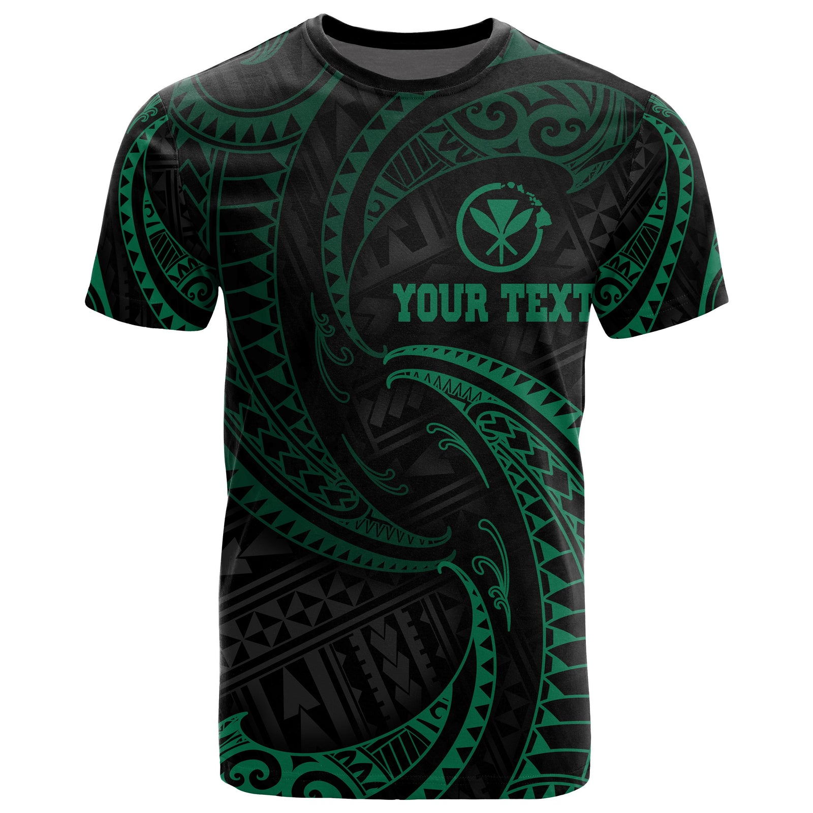 Polynesian Hawaii Custom T Shirt Green Tribal Wave Green - Polynesian Pride
