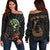 Hawaii Warrior And Hook Women's Off Shoulder Sweater Black - Polynesian Pride