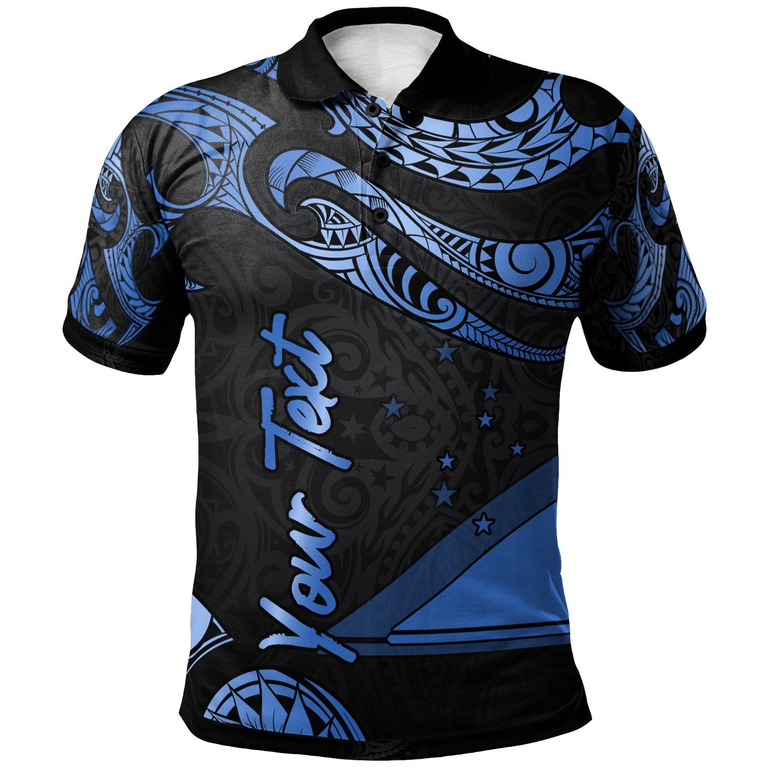 Tokelau Custom Polo Shirt Polynesian Tattoo Blue Version Unisex Blue - Polynesian Pride