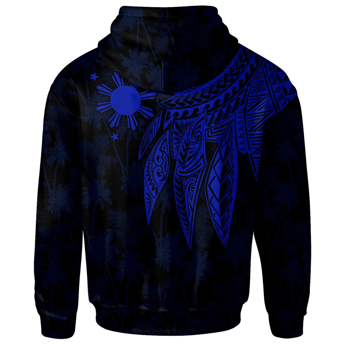 The Philippines Zip up Hoodie Polynesian Wings (Blue) - Polynesian Pride